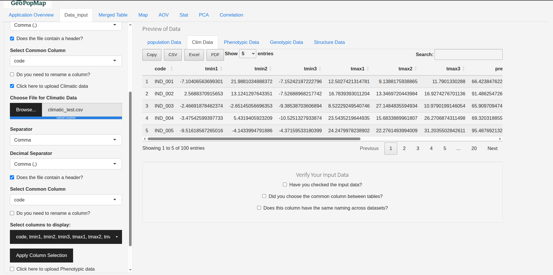 Climatic Data Upload