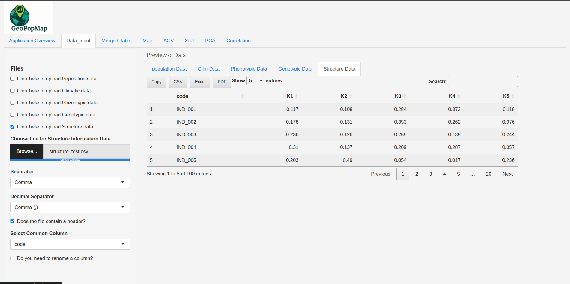 Structure Data Upload